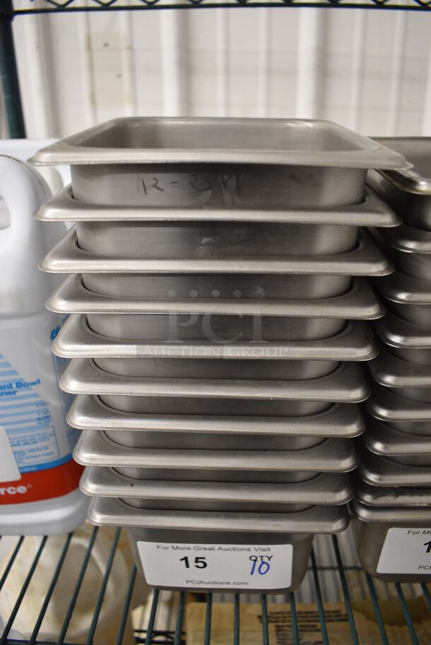 10 Stainless Steel 1/6 Size Drop In Bins. 1/6x4. 10 Times Your Bid!