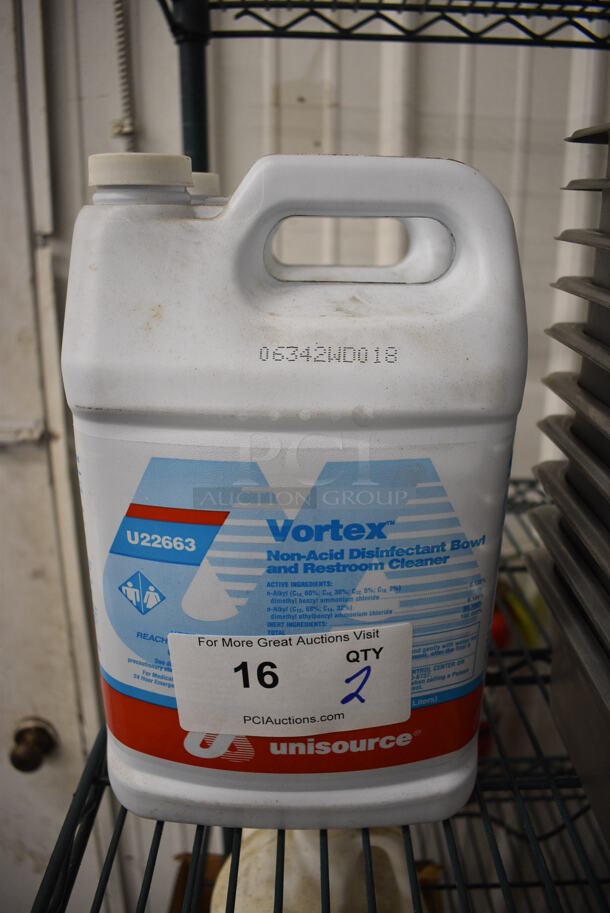 2 Unisource Vortex Non-acid Disinfectant Bowl and Restroom Cleaner Jugs. 7x3x12. 2 Times Your Bid!