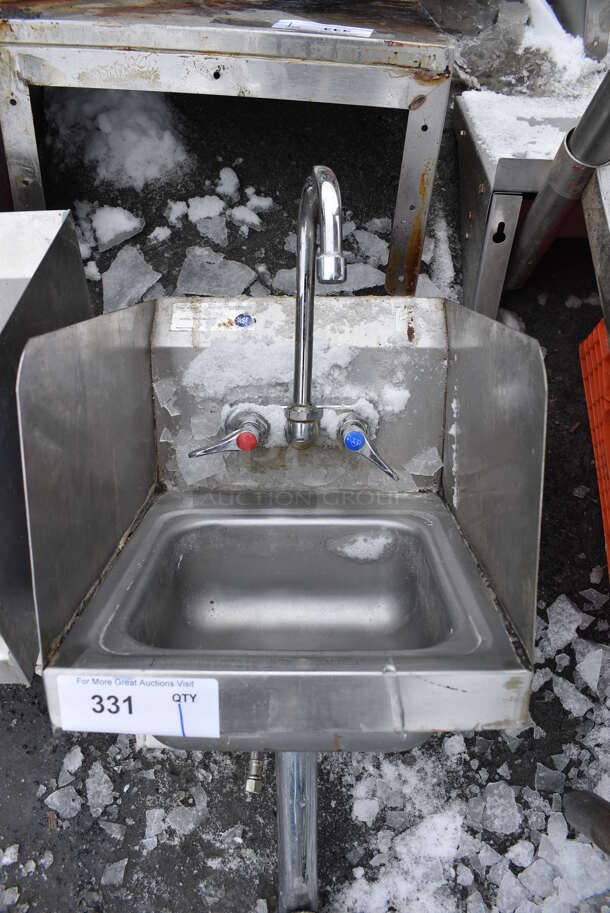 Stainless Steel Commercial Single Bay Sink w/ Faucet, Handles and Side Splash Guards. 12x16x19