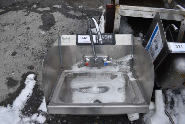 Stainless Steel Commercial Single Bay Sink w/ Faucet, Handles and Side Splash Guards. 17x16x15