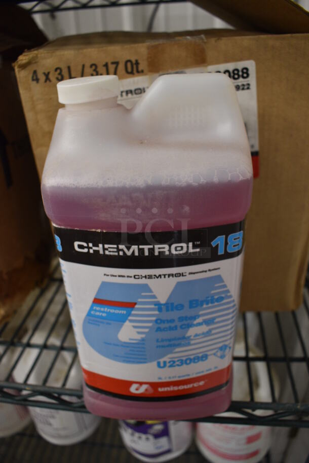 4 Unisource Chemtrol 18 Tile Brite Cleaner Jugs. 5x5x11. 4 Times Your Bid!