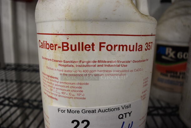 6 Various Jugs of Cleaner; Caliber Bullet Formula 357, Caliber Rapid Fire Concentrated Non Butyl Degreaser, Quaternary Bathroom Cleaner, Caliber Bullet Formula 44, Caliber Super Buff and Fabpro Heavy Duty Soil Remover. 6x6x12. 6 Times Your Bid! - Image 5 of 7