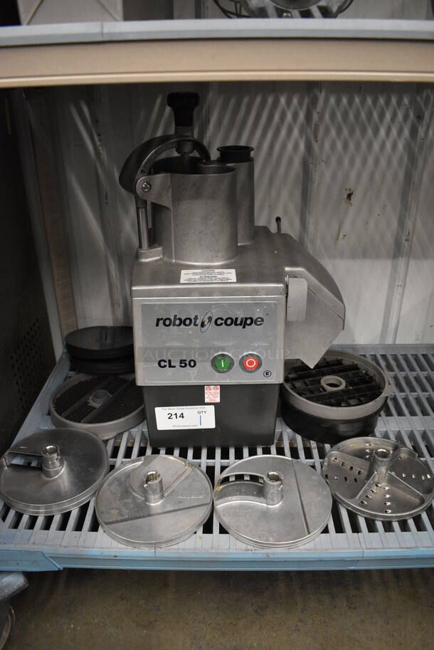 FANTASTIC! Robot Coupe Model CL 50 Series E Metal Commercial Countertop Food Processor w/ 6 Blades and 2 Covers. 120 Volts, 1 Phase. 15x13x23. Tested and Working! - Image 2 of 11