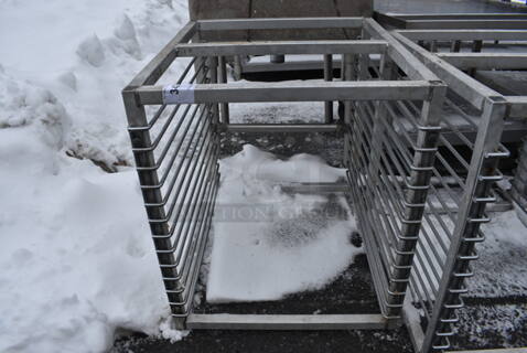 Metal Commercial Pan Transport Rack on Commercial Casters. 20.5x25x23