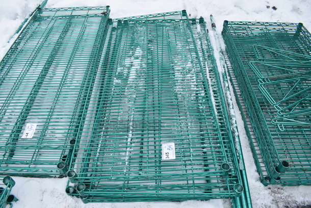 ALL ONE MONEY! Lot of 5 Green Finish Metro Shelves w/ 4 Poles! 54x24x1.5, 87" - Image 2 of 2