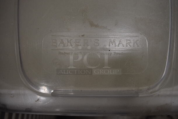 Baker's Mark White Poly Ingredient Bin w/ Clear Lid on Commercial Casters. 12x29x29 - Image 4 of 4