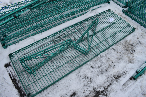 ALL ONE MONEY! Lot of Green Finish Metro Shelf w/ 2 Brackets! 54x18x1.5, 19x8x2 - Image 2 of 2
