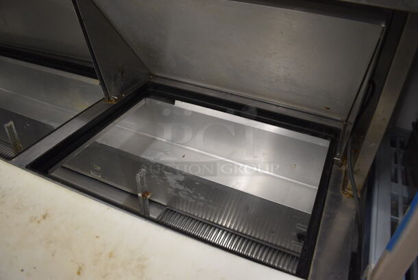 GREAT! 2016 True Model TSSU-72-30M-B-ST Stainless Steel Commercial Sandwich Salad Prep Table Bain Marie Mega Top w/ Cutting Board and 2 Tier Overshelf on Commercial Casters. 115 Volts, 1 Phase. 72x34x68. Tested and Working! - Image 10 of 11