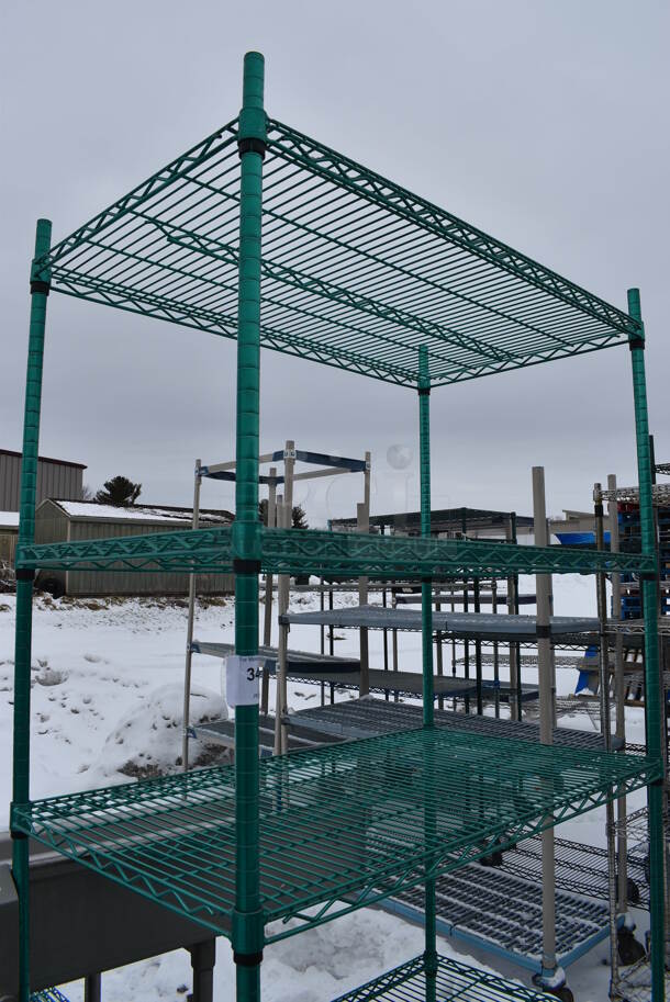 Green Finish 5 Tier Metro Style Shelving Unit. BUYER MUST DISMANTLE. PCI CANNOT DISMANTLE FOR SHIPPING. PLEASE CONSIDER FREIGHT CHARGES. 42x24x87 - Image 2 of 3