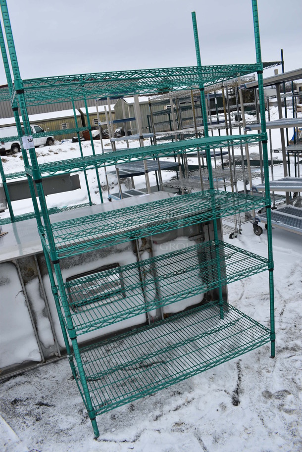 Green Finish 5 Tier Metro Style Shelving Unit. BUYER MUST DISMANTLE. PCI CANNOT DISMANTLE FOR SHIPPING. PLEASE CONSIDER FREIGHT CHARGES. 48x24x87 - Image 2 of 3