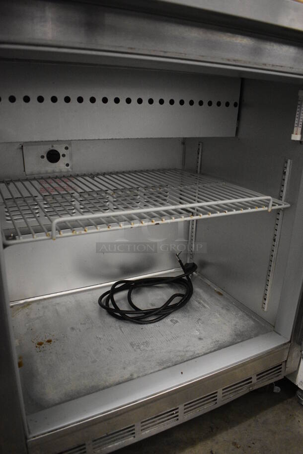 GREAT! Beverage Air Model SP27 Stainless Steel Commercial Sandwich Salad Prep Table Bain Marie Mega Top w/ Overshelf on Commercial Casters. 115 Volts, 1 Phase. 27x30x49. Cannot Test Due To Missing Power Cord - Image 5 of 6