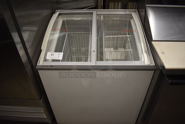 NICE! Summit Model SCF682S Metal Commercial Floor Style Chest Freezer Merchandiser on Commercial Casters. 115 Volts, 1 Phase. 28x24x36. Tested and Does Not Power On - Image 1 of 7