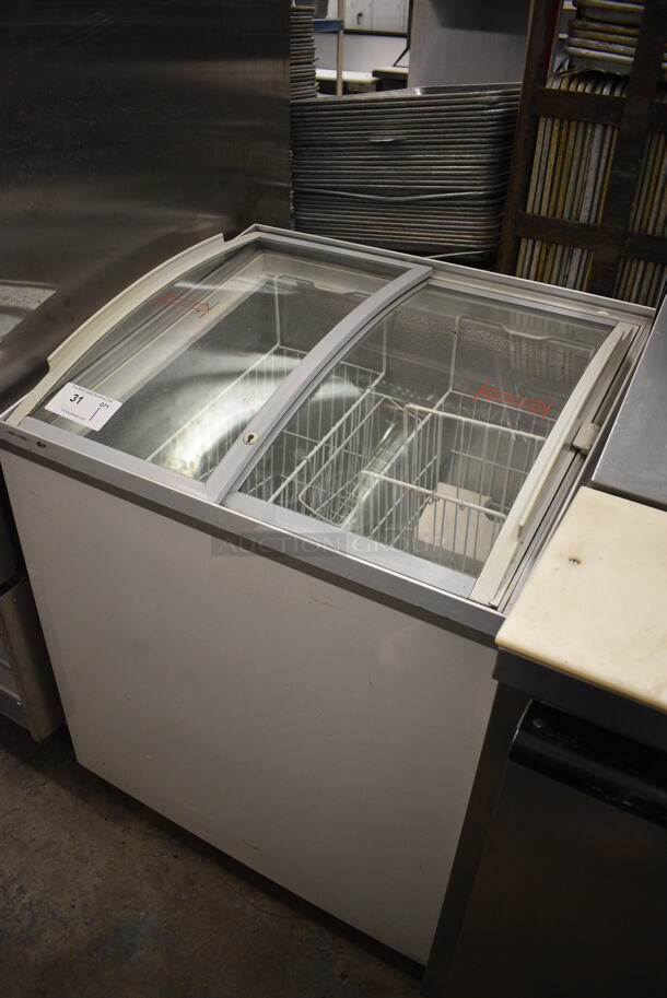 NICE! Summit Model SCF682S Metal Commercial Floor Style Chest Freezer Merchandiser on Commercial Casters. 115 Volts, 1 Phase. 28x24x36. Tested and Does Not Power On - Image 2 of 7