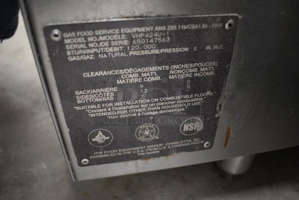 GREAT! Vulcan Model VHP424U-1 Stainless Steel Commercial Countertop Gas Powered 4 Burner 2 Tier Range. 120,000 BTU. 24x31x17 - Image 5 of 6