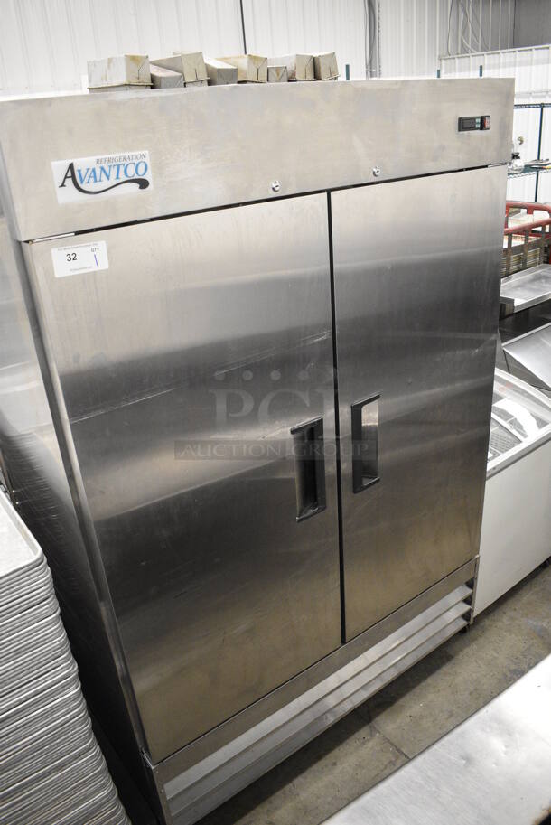 WOW! Avantco Model 178A49FHC Stainless Steel Commercial 2 Door Reach In Freezer w/ Poly Coated Racks on Commercial Casters. 115 Volts, 1 Phase. 53x32x82. Tested and Working! - Image 3 of 7