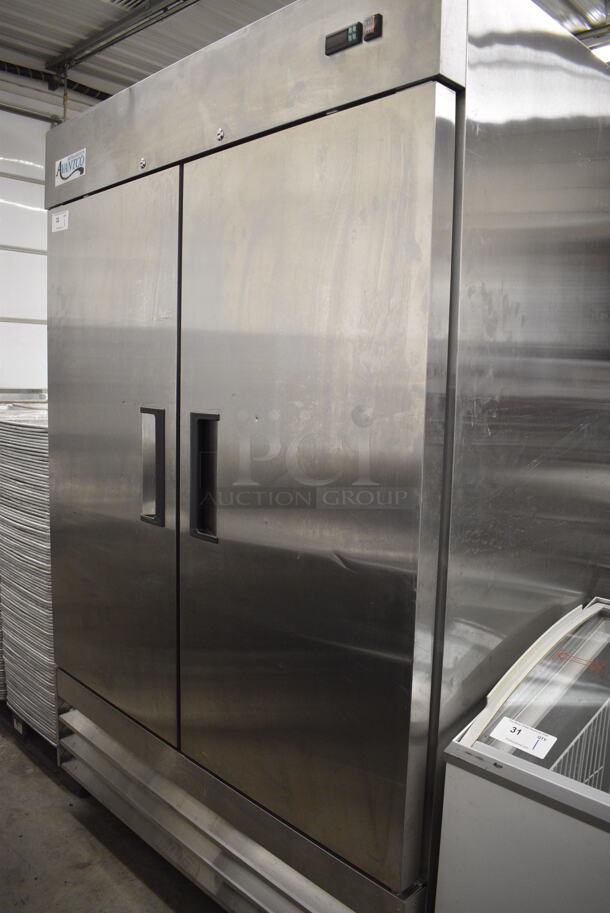 WOW! Avantco Model 178A49FHC Stainless Steel Commercial 2 Door Reach In Freezer w/ Poly Coated Racks on Commercial Casters. 115 Volts, 1 Phase. 53x32x82. Tested and Working! - Image 4 of 7