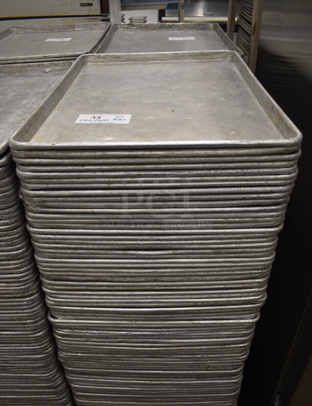 100 Metal Full Size Baking Pans. 18x26x1. 100 Times Your Bid!