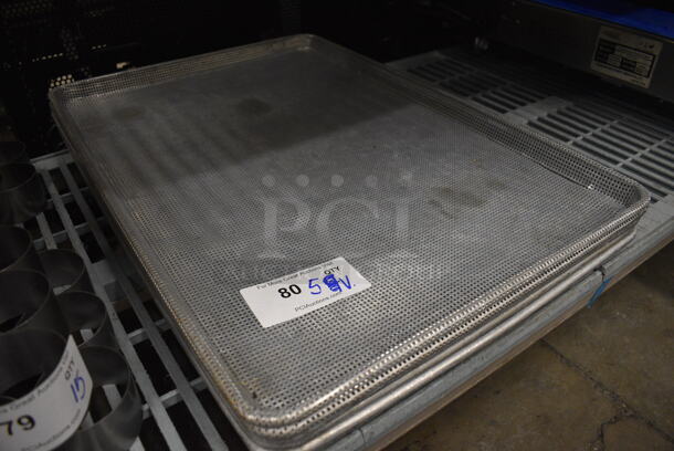 5 Metal Perforated Full Size Baking Pans. 18x26x1. 5 Times Your Bid! - Image 2 of 3