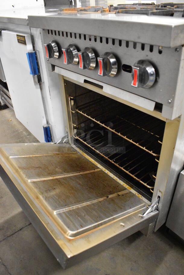WOW! CPG Model S24-N Stainless Steel Commercial Natural Gas Powered 4 Burner Range w/ Oven and Overshelf. 150,000 BTU. 24x33x59 - Image 4 of 8