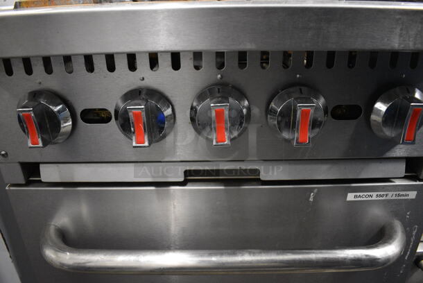 WOW! CPG Model S24-N Stainless Steel Commercial Natural Gas Powered 4 Burner Range w/ Oven and Overshelf. 150,000 BTU. 24x33x59 - Image 5 of 8