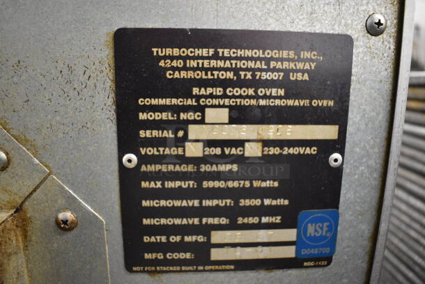 FANTASTIC! Turbochef Model NGC Stainless Steel Commercial Countertop Electric Powered Rapid Cook Oven. 208-240 Volts, 1 Phase. 26x26x19 - Image 6 of 7