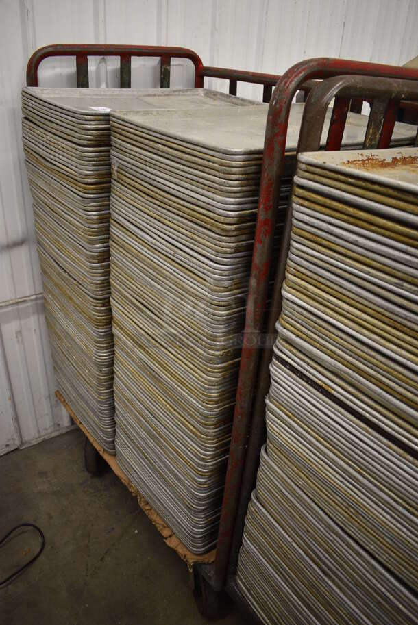 200 Metal Full Size Baking Pans w/ Metal Commercial Cart on Commercial Casters. 18x26x1, Cart: 40x26x61. 200 Times Your Bid! - Image 2 of 5