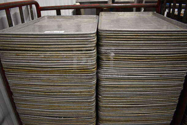 200 Metal Full Size Baking Pans w/ Metal Commercial Cart on Commercial Casters. 18x26x1, Cart: 40x26x61. 200 Times Your Bid! - Image 5 of 5