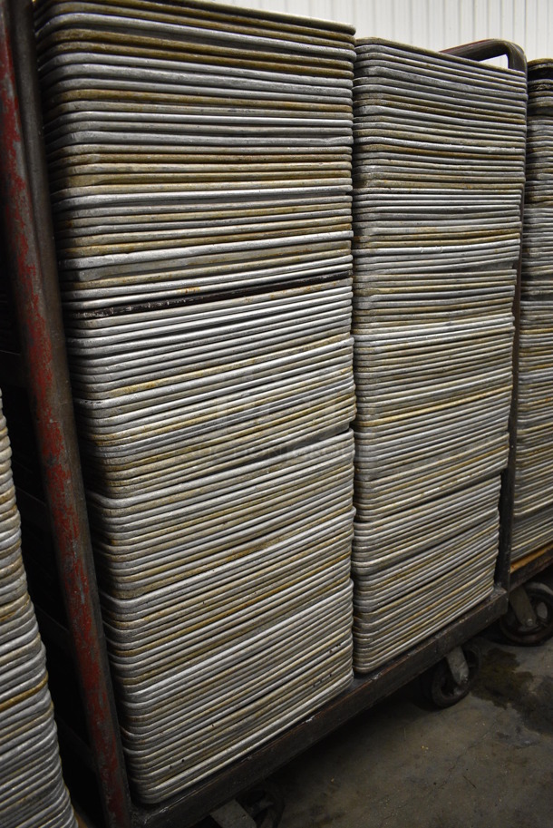 200 Metal Full Size Baking Pans w/ Metal Commercial Cart on Commercial Casters. 18x26x1, Cart: 40x26x61. 200 Times Your Bid! - Image 3 of 4