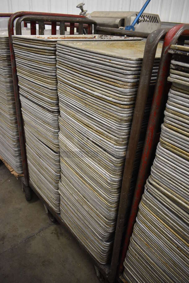 200 Metal Full Size Baking Pans w/ Metal Commercial Cart on Commercial Casters. 18x26x1, Cart: 40x26x61. 200 Times Your Bid! - Image 4 of 4