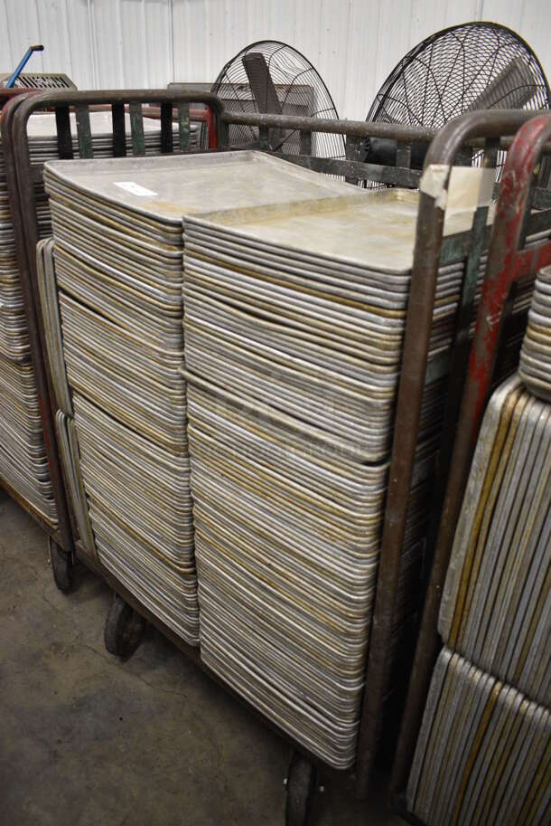 200 Metal Full Size Baking Pans w/ Metal Commercial Cart on Commercial Casters. 18x26x1, Cart: 40x26x61. 200 Times Your Bid! - Image 2 of 4