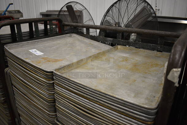 200 Metal Full Size Baking Pans w/ Metal Commercial Cart on Commercial Casters. 18x26x1, Cart: 40x26x61. 200 Times Your Bid! - Image 3 of 4