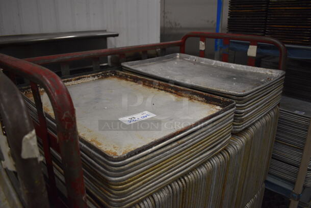 200 Metal Full Size Baking Pans w/ Metal Commercial Cart on Commercial Casters. 18x26x1, Cart: 40x26x61. 200 Times Your Bid! - Image 2 of 4