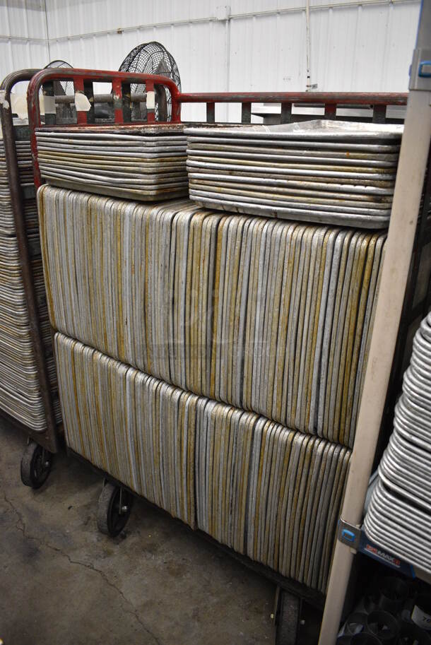 200 Metal Full Size Baking Pans w/ Metal Commercial Cart on Commercial Casters. 18x26x1, Cart: 40x26x61. 200 Times Your Bid! - Image 4 of 4