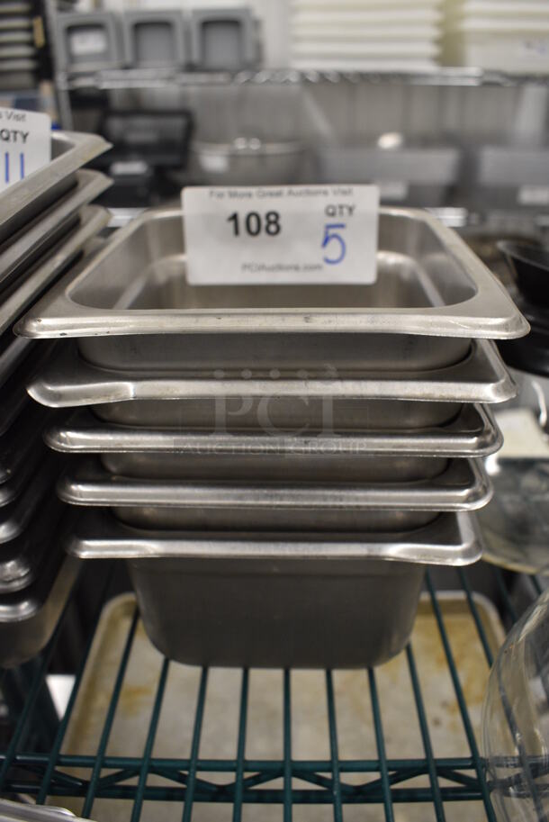 5 Stainless Steel 1/6 Size Drop In Bins. 1/6x4. 5 Times Your Bid! - Image 1 of 2