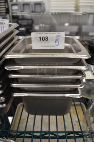 5 Stainless Steel 1/6 Size Drop In Bins. 1/6x4. 5 Times Your Bid!