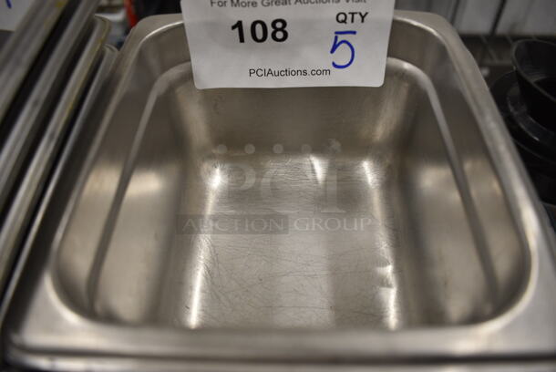 5 Stainless Steel 1/6 Size Drop In Bins. 1/6x4. 5 Times Your Bid! - Image 2 of 2
