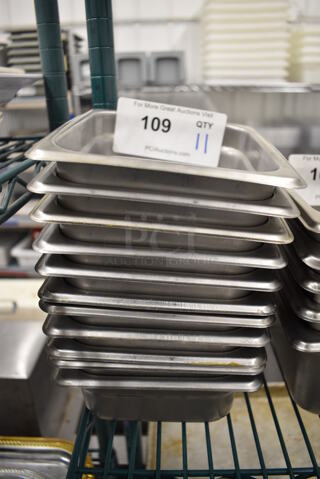 11 Stainless Steel 1/6 Size Drop In Bins. 1/6x2. 11 Times Your Bid!