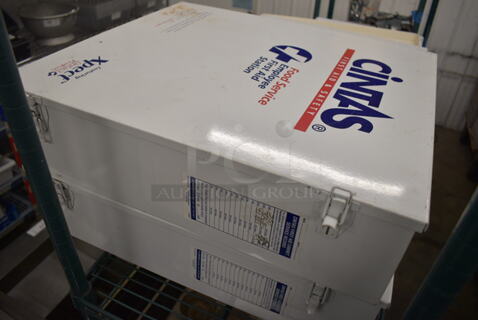 2 Cintas White Metal First Aid Kit Box. 19.5x5.5x22. 2 Times Your Bid!