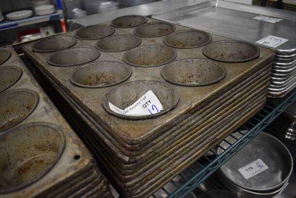 12 Metal 12 Cup Muffin Baking Pans. 13.5x18x2. 12 Times Your Bid! - Image 2 of 3