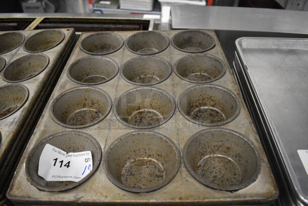 12 Metal 12 Cup Muffin Baking Pans. 13.5x18x2. 12 Times Your Bid! - Image 3 of 3