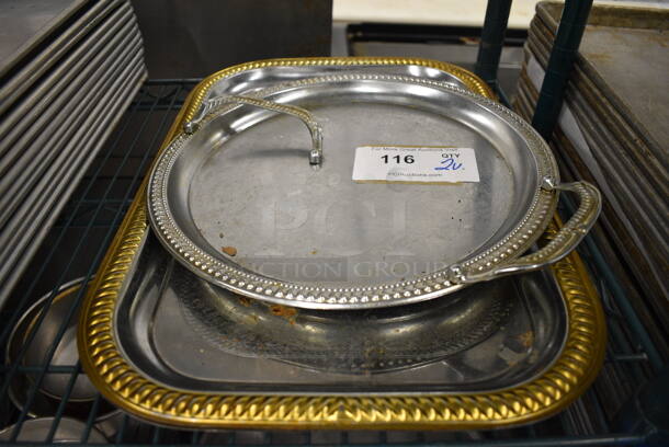 2 Metal Serving Trays. Includes 12.5x18x0.5. 2 Times Your Bid!