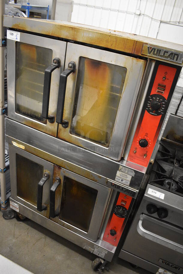 2 FANTASTIC! Vulcan Model VC4GD-11D150K Stainless Steel Commercial Gas Powered Full Size Convection Oven w/ View Through Doors, Metal Oven Racks and Thermostatic Controls on Commercial Casters. 40x31x70. 2 Times Your Bid! - Image 2 of 11
