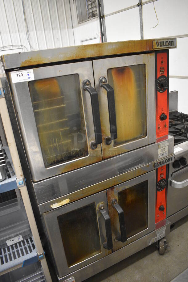 2 FANTASTIC! Vulcan Model VC4GD-11D150K Stainless Steel Commercial Gas Powered Full Size Convection Oven w/ View Through Doors, Metal Oven Racks and Thermostatic Controls on Commercial Casters. 40x31x70. 2 Times Your Bid! - Image 3 of 11