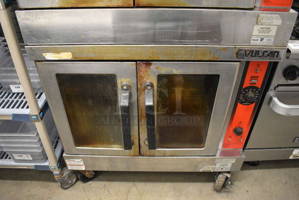2 FANTASTIC! Vulcan Model VC4GD-11D150K Stainless Steel Commercial Gas Powered Full Size Convection Oven w/ View Through Doors, Metal Oven Racks and Thermostatic Controls on Commercial Casters. 40x31x70. 2 Times Your Bid! - Image 5 of 11