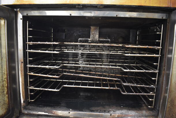 2 FANTASTIC! Vulcan Model VC4GD-11D150K Stainless Steel Commercial Gas Powered Full Size Convection Oven w/ View Through Doors, Metal Oven Racks and Thermostatic Controls on Commercial Casters. 40x31x70. 2 Times Your Bid! - Image 7 of 11