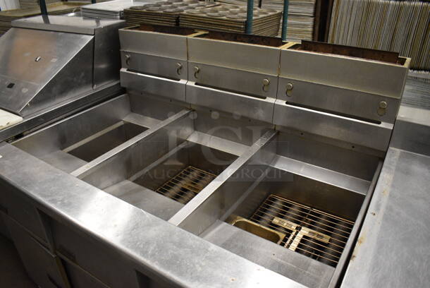 BEAUTIFUL! 2016 Pitco Frialator Model SG14 Stainless Steel Commercial Floor Style Natural Gas Powered 3 Bay Deep Fat Fryer w/ Filtration System on Commercial Casters. 47x34x48 - Image 3 of 7