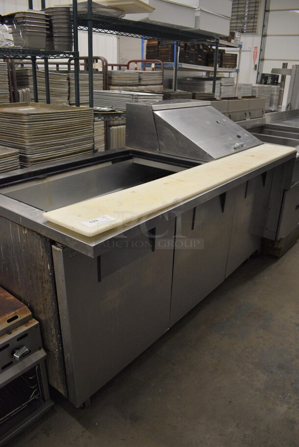 GREAT! 2016 True Model TSSU-72-30M-B-ST Stainless Steel Commercial Sandwich Salad Prep Table Bain Marie Mega Top w/ Cutting Board on Commercial Casters. 115 Volts, 1 Phase. 72x34x48. Tested and Does Not Power On - Image 1 of 9