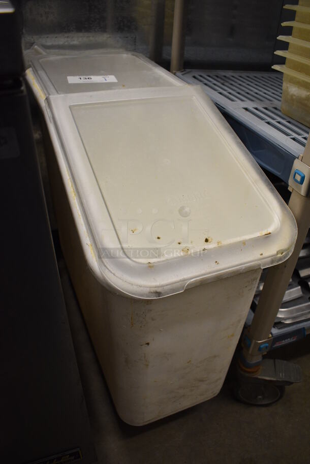 Cambro White Poly Ingredient Bin w/ Clear Lid on Commercial Casters. 13x29x29 - Image 2 of 4