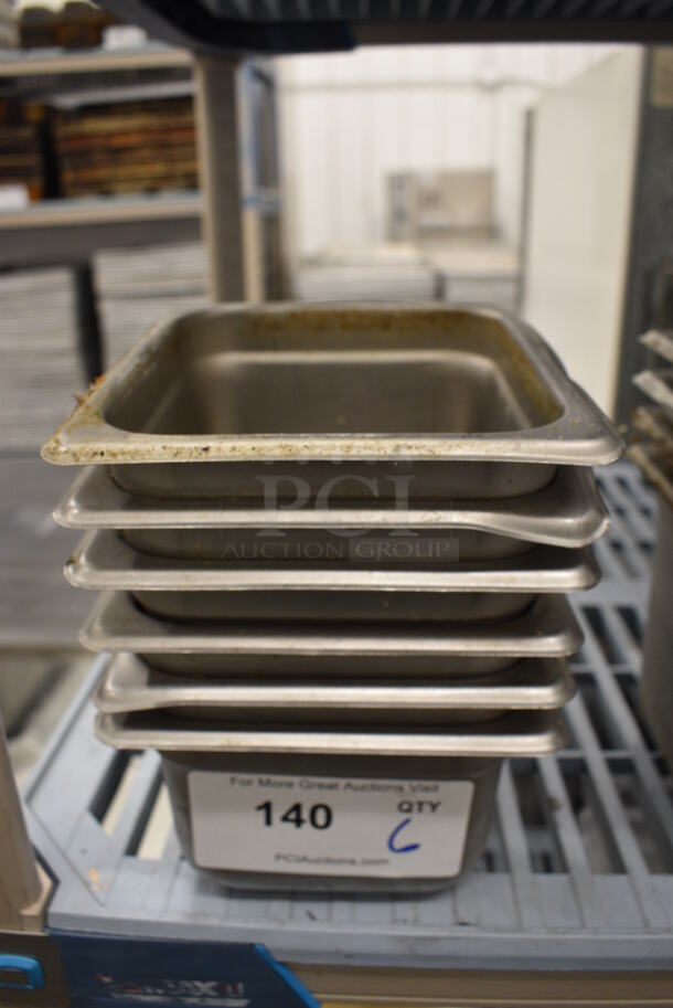 6 Stainless Steel 1/6 Size Drop In Bins. 1/6x4. 6 Times Your Bid!