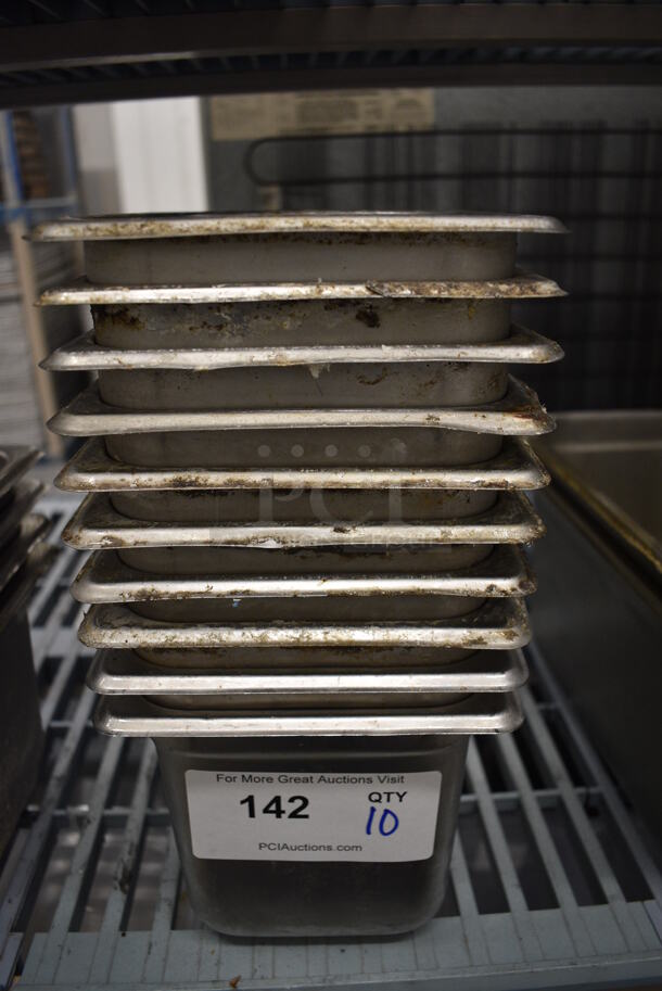 10 Stainless Steel 1/6 Size Drop In Bins. 1/6x6. 10 Times Your Bid! - Image 1 of 3